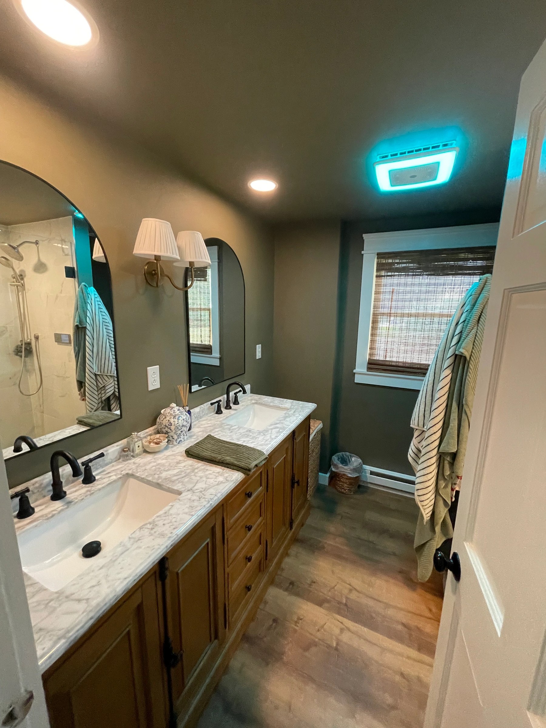 Second view of the finished custom tile bathroom remodel